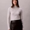 Jersey de cuello alto acanalado en mezcla de viscosa
