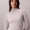 Jersey de cuello alto acanalado en mezcla de viscosa