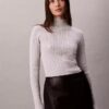 Jersey de cuello alto acanalado en mezcla de viscosa