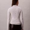 Jersey de cuello alto acanalado en mezcla de viscosa