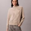 Jersey de cuello alto holgado con canalé fino