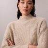 Jersey de cuello alto holgado con canalé fino