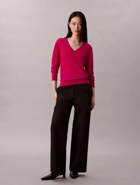 Jersey de cuello en V de lana merina
