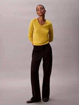 Jersey de cuello en V de lana merina