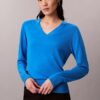Jersey de cuello en V de lana merina