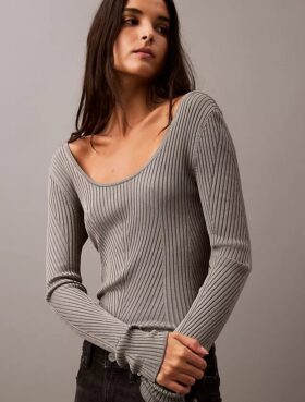 Jersey de cuello redondo acanalado