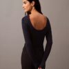 Jersey de cuello redondo acanalado Jersey de cuello redondo acanalado