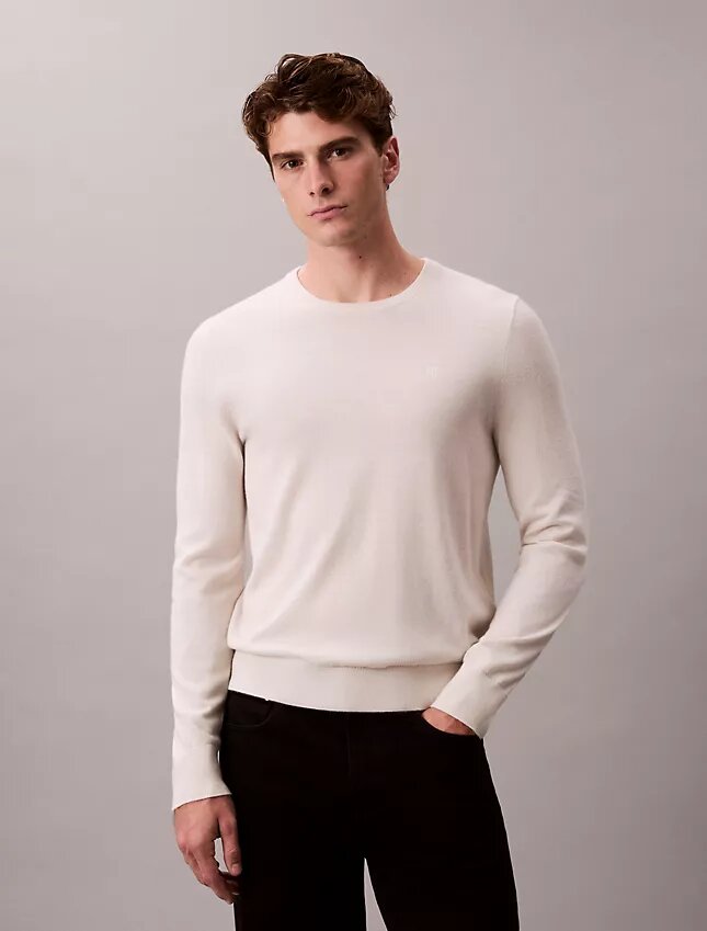 Jersey de cuello redondo de mezcla de merino extrafina Jersey de cuello redondo de mezcla de merino extrafina