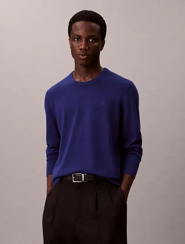 Jersey de cuello redondo de mezcla de merino extrafina Jersey de cuello redondo de mezcla de merino extrafina