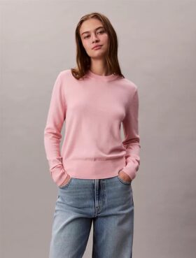 Jersey de cuello redondo de mezcla de merino extrafina