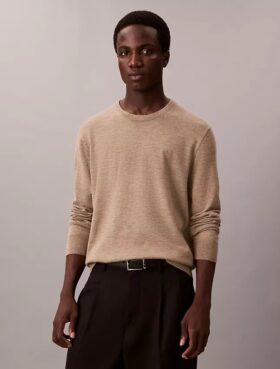 Jersey de cuello redondo de mezcla de merino extrafina