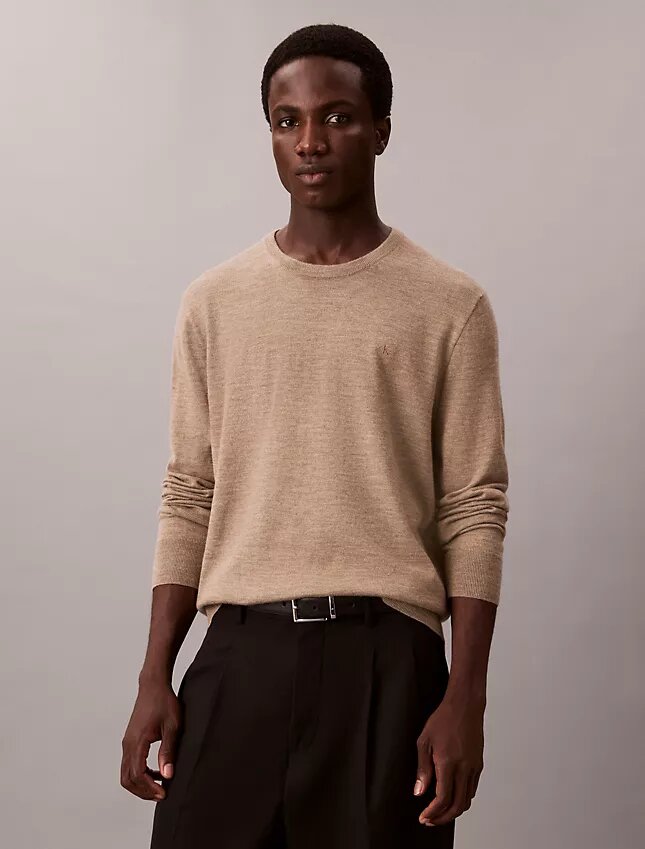 Jersey de cuello redondo de mezcla de merino extrafina Jersey de cuello redondo de mezcla de merino extrafina