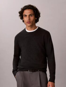 Jersey de cuello redondo de mezcla de merino extrafina