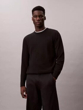 Jersey de cuello redondo de mezcla de merino extrafina