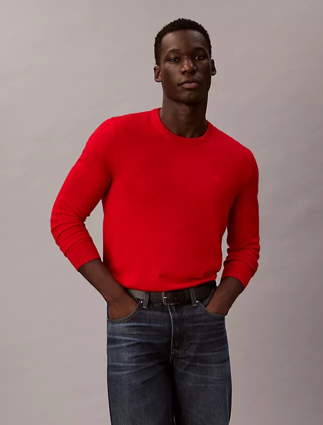 Jersey de cuello redondo de mezcla de merino extrafina Jersey de cuello redondo de mezcla de merino extrafina