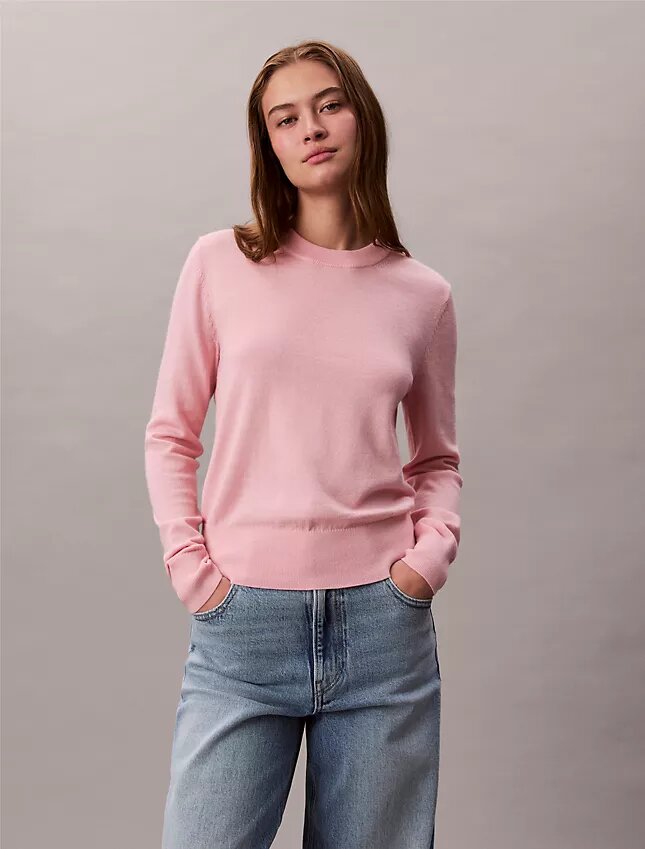 Jersey de cuello redondo de mezcla de merino extrafina Jersey de cuello redondo de mezcla de merino extrafina