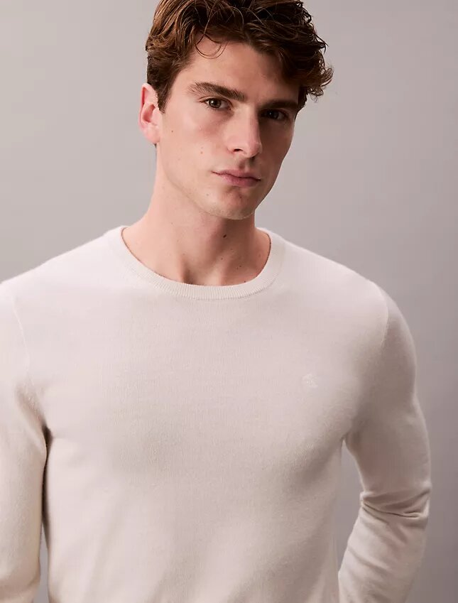 Jersey de cuello redondo de mezcla de merino extrafina Jersey de cuello redondo de mezcla de merino extrafina