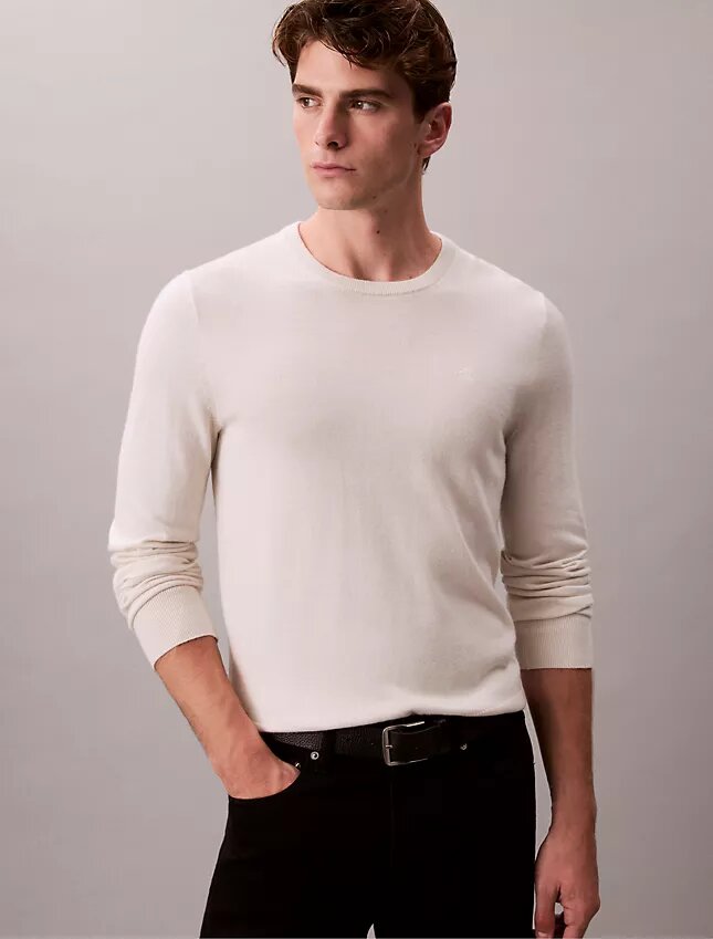 Jersey de cuello redondo de mezcla de merino extrafina Jersey de cuello redondo de mezcla de merino extrafina