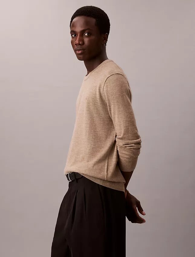 Jersey de cuello redondo de mezcla de merino extrafina Jersey de cuello redondo de mezcla de merino extrafina