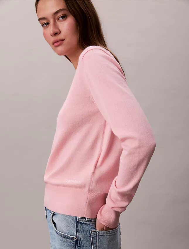 Jersey de cuello redondo de mezcla de merino extrafina Jersey de cuello redondo de mezcla de merino extrafina