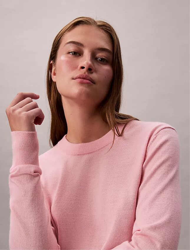 Jersey de cuello redondo de mezcla de merino extrafina Jersey de cuello redondo de mezcla de merino extrafina