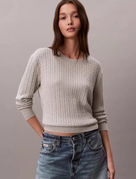 Jersey de punto trenzado de algodón