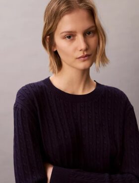 Jersey de punto trenzado de algodón
