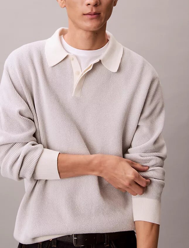 Jersey polo de algodón liso con tejido de panal Jersey polo de algodón liso con tejido de panal