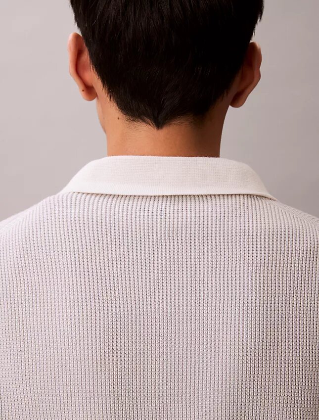 Jersey polo de algodón liso con tejido de panal Jersey polo de algodón liso con tejido de panal