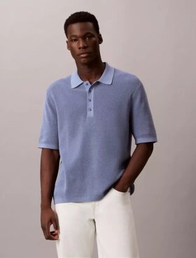 Jersey polo de algodón tipo gofre
