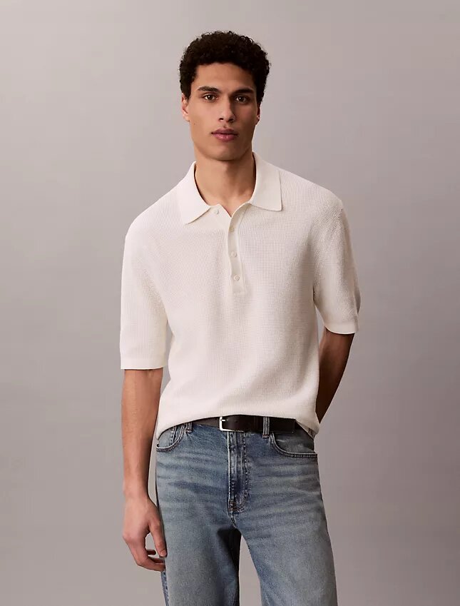 Jersey polo de algodón tipo gofre Jersey polo de algodón tipo gofre