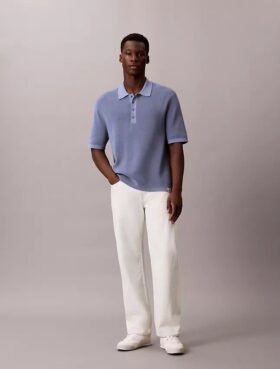 Jersey polo de algodón tipo gofre