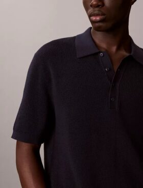 Jersey polo de algodón tipo gofre