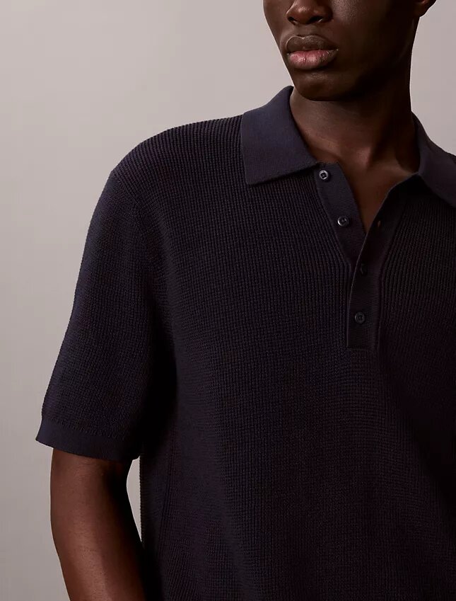 Jersey polo de algodón tipo gofre Jersey polo de algodón tipo gofre