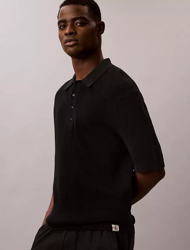Jersey polo de algodón tipo gofre Jersey polo de algodón tipo gofre