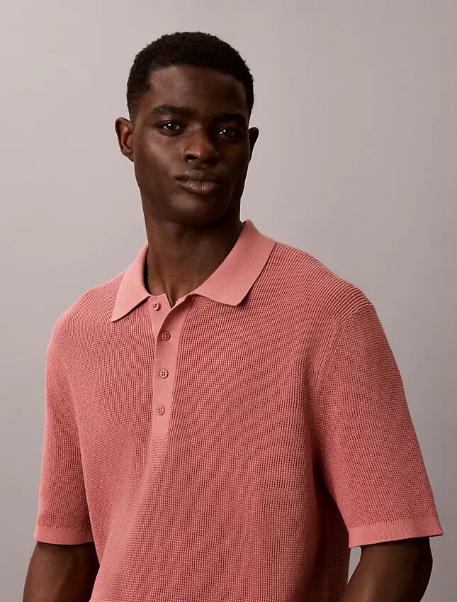 Jersey polo de algodón tipo gofre Jersey polo de algodón tipo gofre
