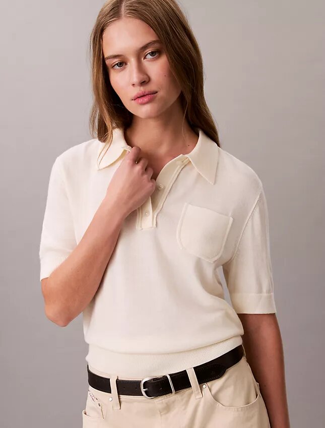 Jersey polo de lana merina Jersey polo de lana merina
