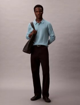 Jersey polo de mezcla de lana merino extrafina