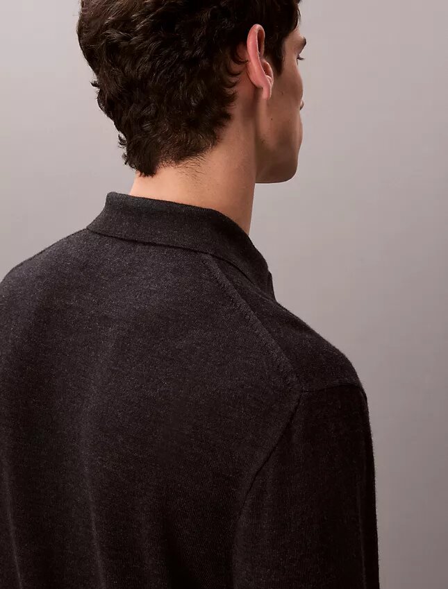 Jersey polo de mezcla de lana merino extrafina Jersey polo de mezcla de lana merino extrafina