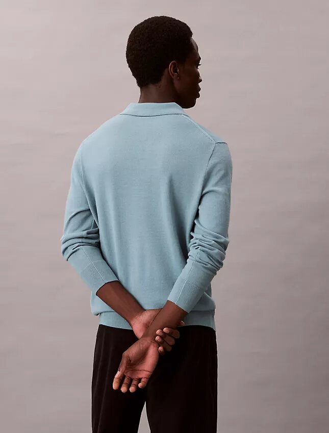 Jersey polo de mezcla de lana merino extrafina Jersey polo de mezcla de lana merino extrafina