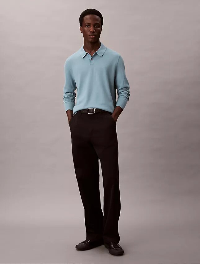 Jersey polo de mezcla de lana merino extrafina Jersey polo de mezcla de lana merino extrafina