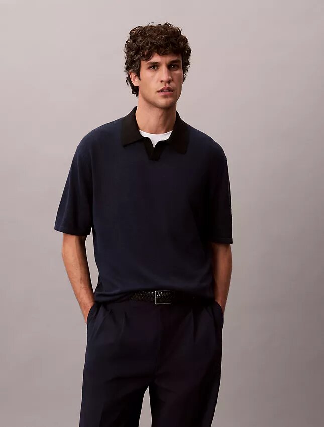 Jersey polo de mezcla de lino Jersey polo de mezcla de lino