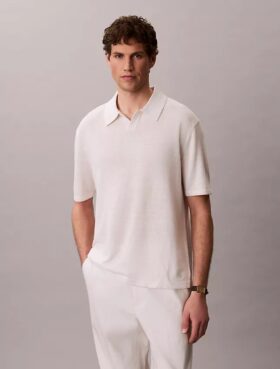 Jersey polo de mezcla de lino