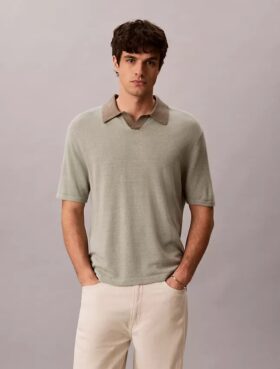 Jersey polo de mezcla de lino