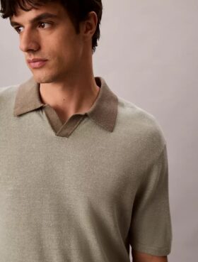 Jersey polo de mezcla de lino