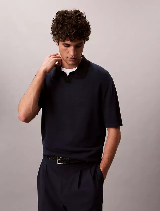 Jersey polo de mezcla de lino Jersey polo de mezcla de lino