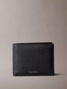 Logotipo estampado en relieve Cartera delgada de tres pliegues + tarjetero