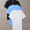 Mezcla de algodón elástico. Pack de 3 camisetas de cuello redondo y corte ajustado
