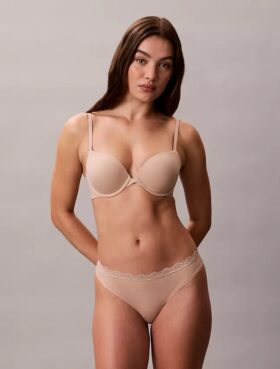 Microfiber Thong con encaje