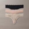 Microfiber Thong con encaje, paquete de 3